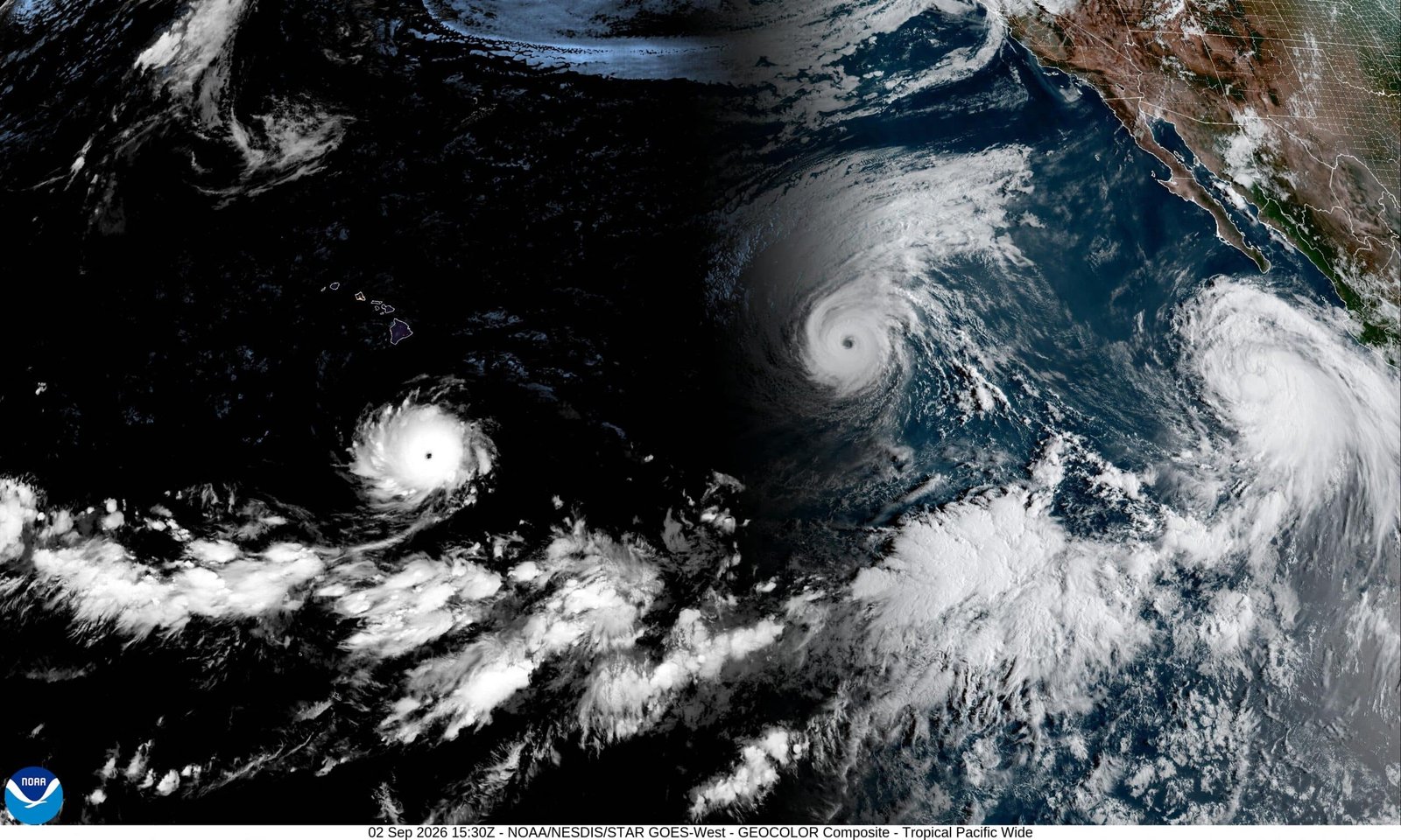 Rare trio of Pacific hurricanes churns ocean as El Niño strengthens to near-record strength